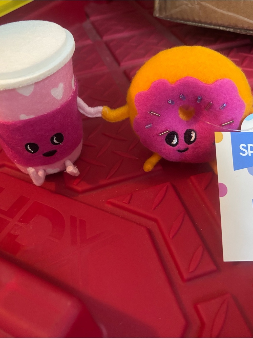Cute Pink & Orange Donut Plush Keychain Set